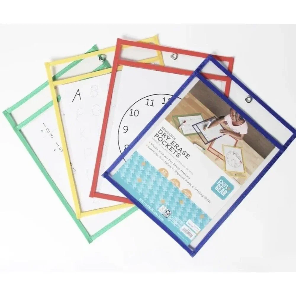 Dry Erase Pockets Oversize‎ Perfect Classroom Organization Reusable
